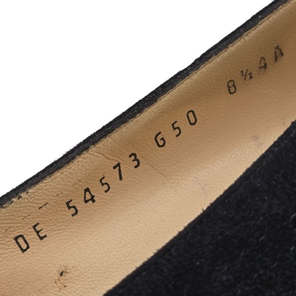Vintage Salvatore Ferragamo Italy Black Suede Pumps Womens 8.5AAAA Dress Shoes - Picture 8 of 11